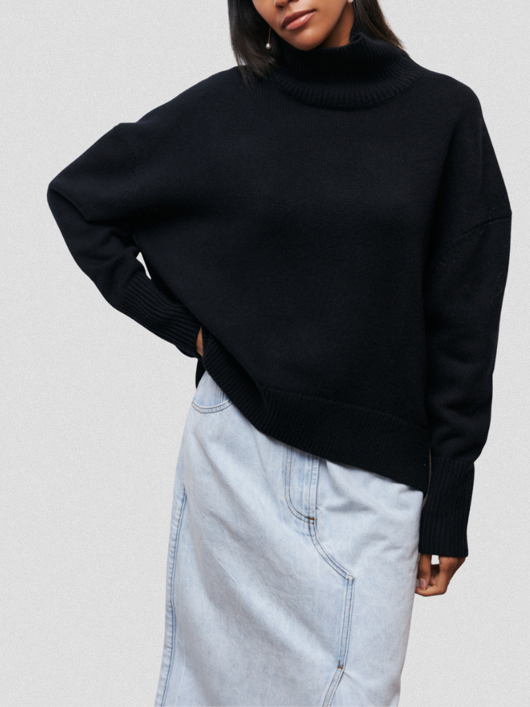 ELENA HIGH-COLLAR KNIT SWEATER