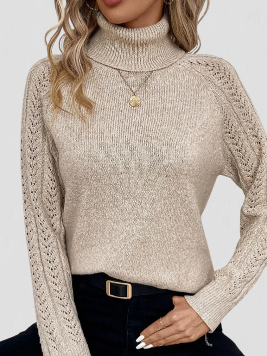 ANICA LACE-SLEEVE TURTLENECK