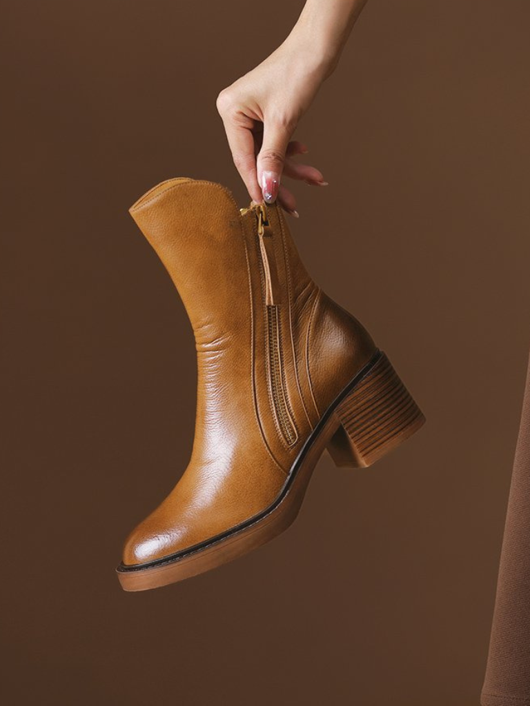 BARBARA BLOCK HEEL ANKLE BOOTS