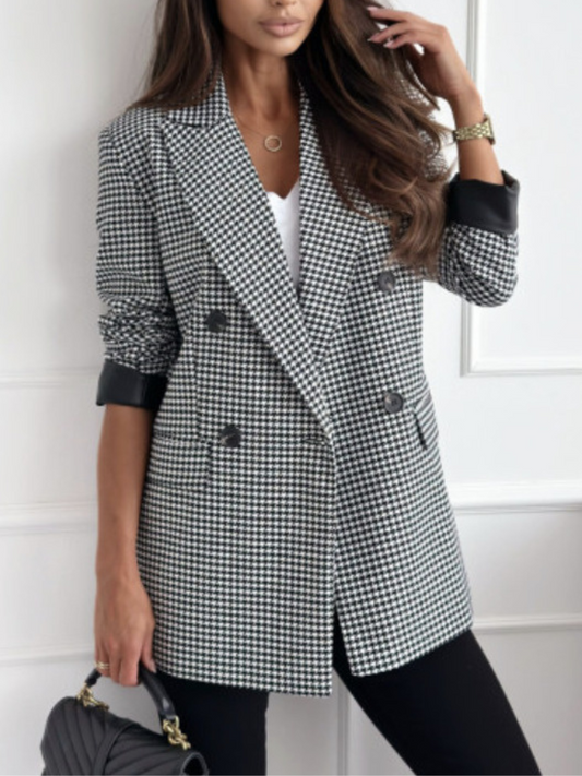 ELISE HOUNDSTOOTH DOUBLE-BREASTED BLAZER