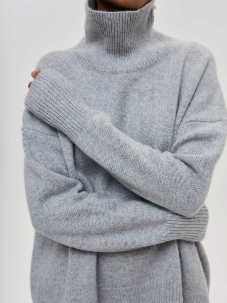 ELENA HIGH-COLLAR KNIT SWEATER