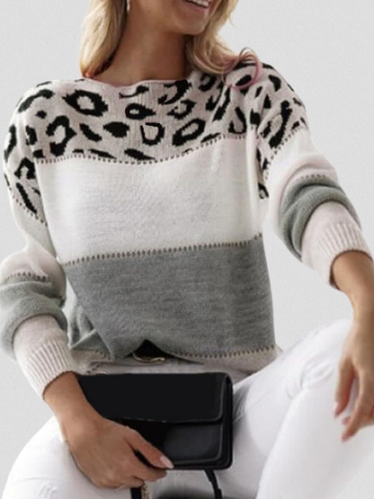 EMMA LEOPARD ACCENT SWEATER
