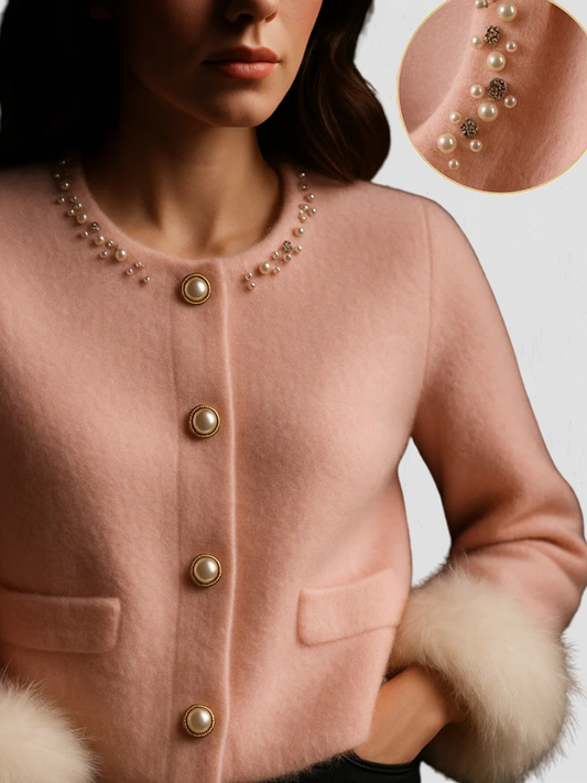 ANASTACIA PEARL-TRIM CASHMERE JACKET