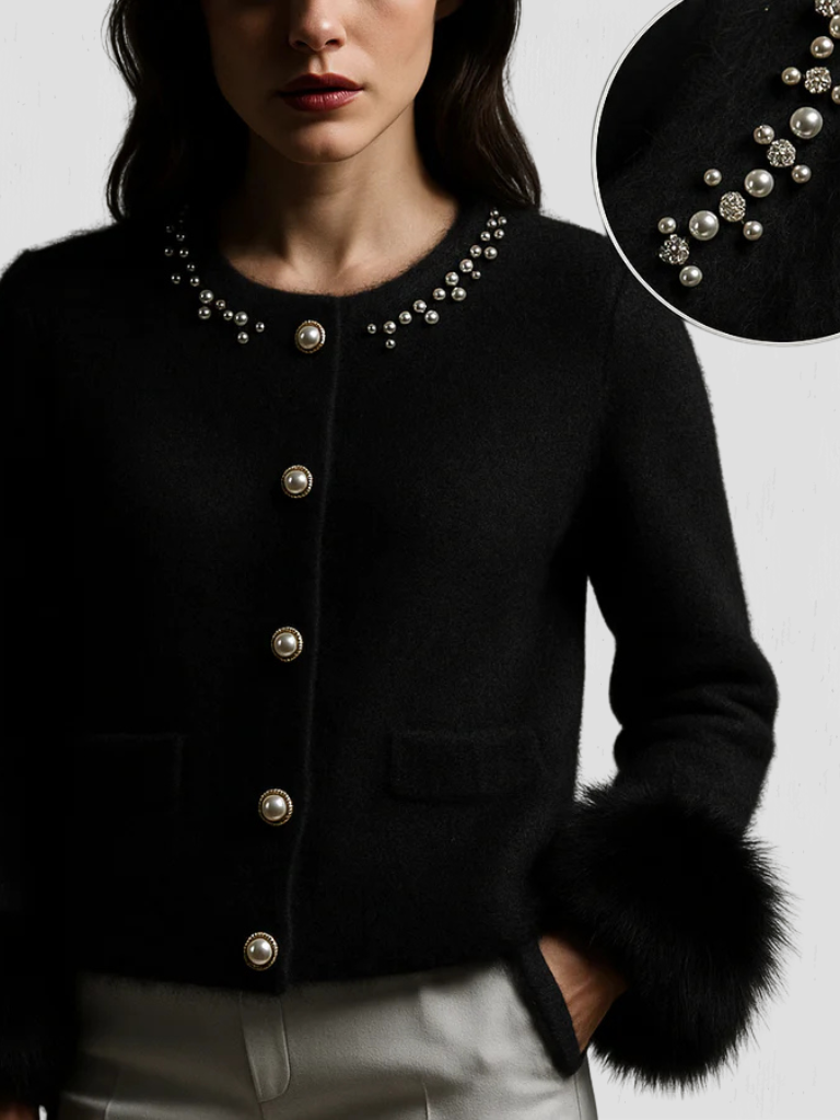 ANASTACIA PEARL-TRIM CASHMERE JACKET