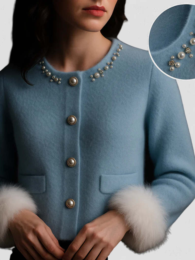 ANASTACIA PEARL-TRIM CASHMERE JACKET