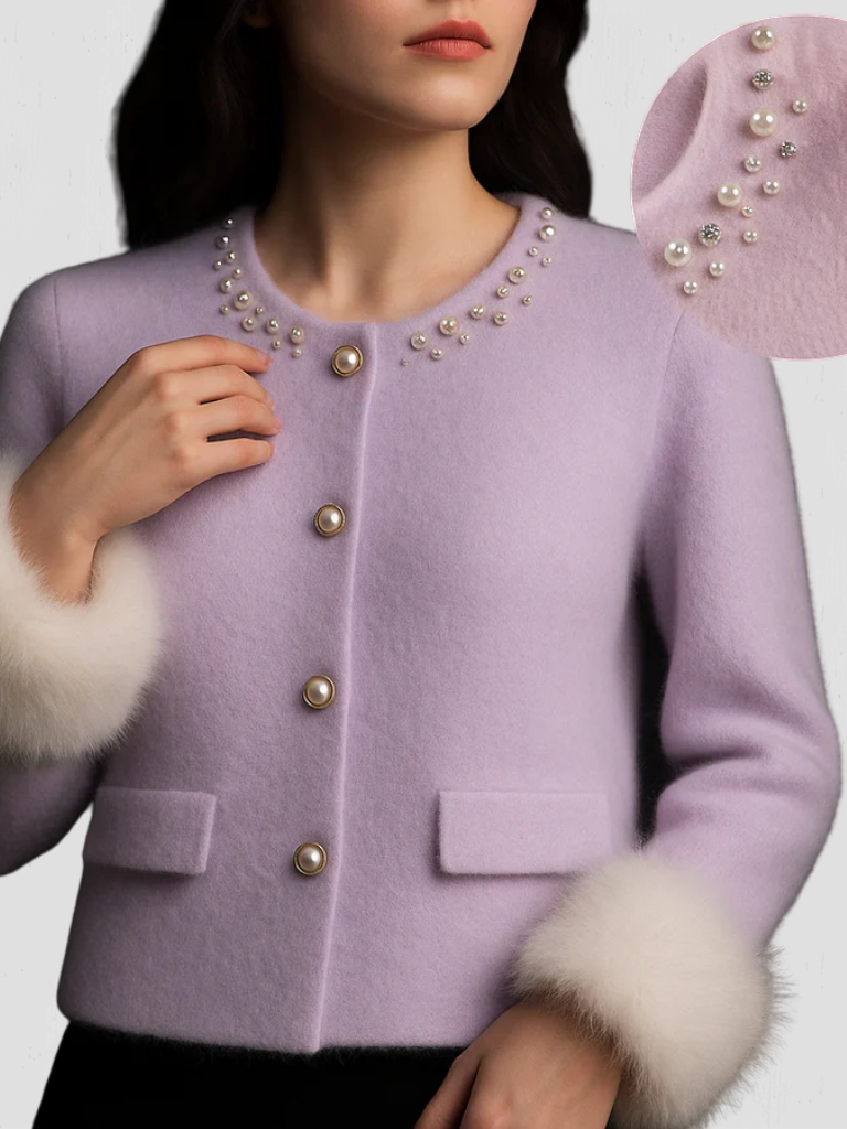 ANASTACIA PEARL-TRIM CASHMERE JACKET