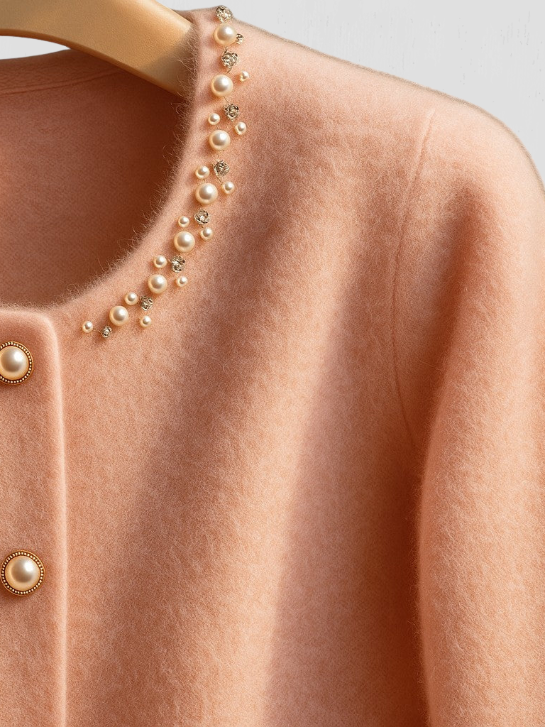 ANASTACIA PEARL-TRIM CASHMERE JACKET