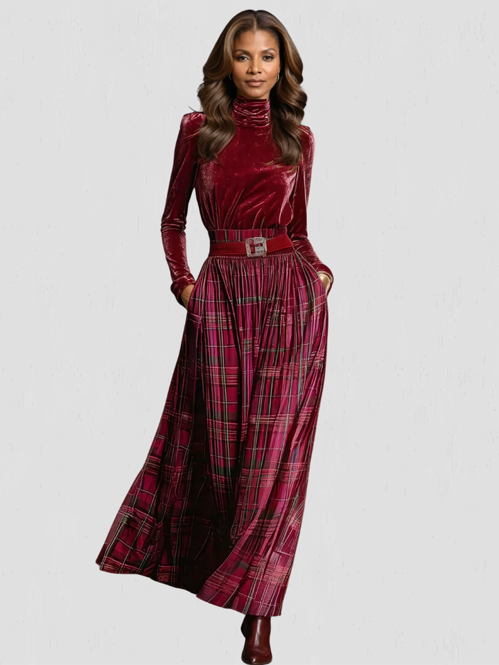 EVELYNE VELVET PLAID SET