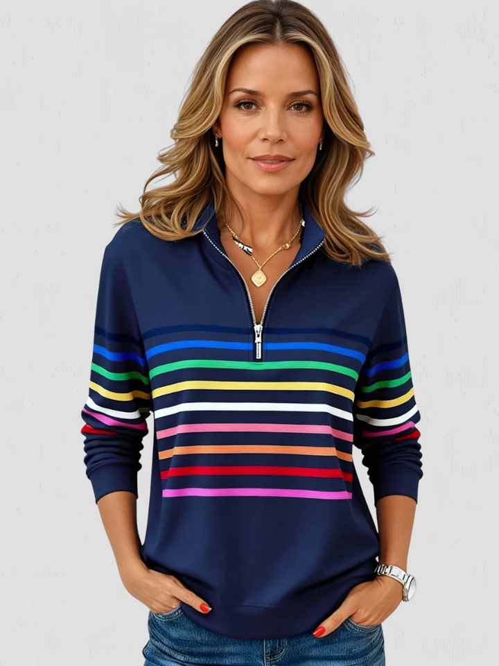 SAM STRIPED HALF-ZIP PULLOVER