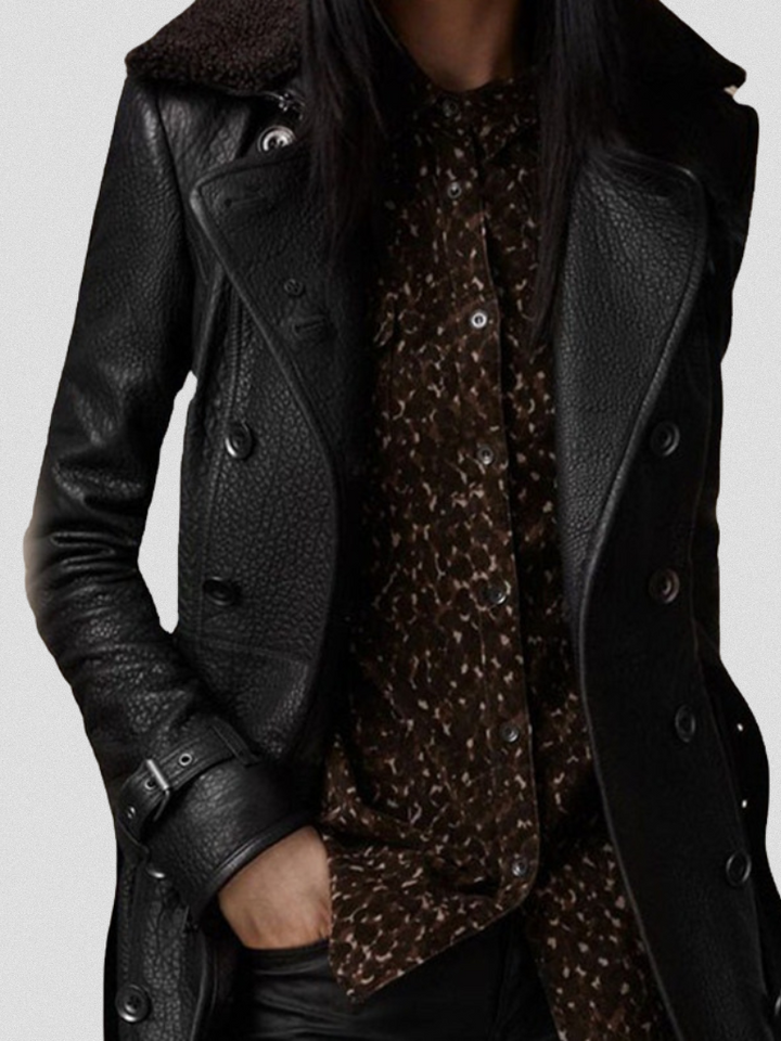 HAZEL LUXE FAUX LEATHER COAT