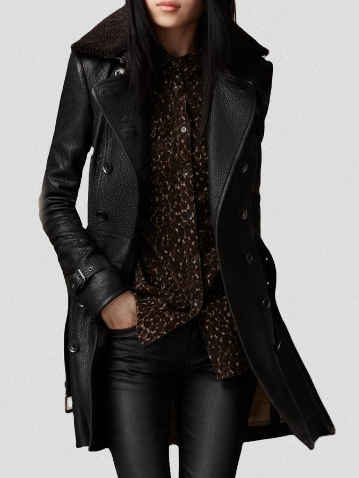 HAZEL LUXE FAUX LEATHER COAT