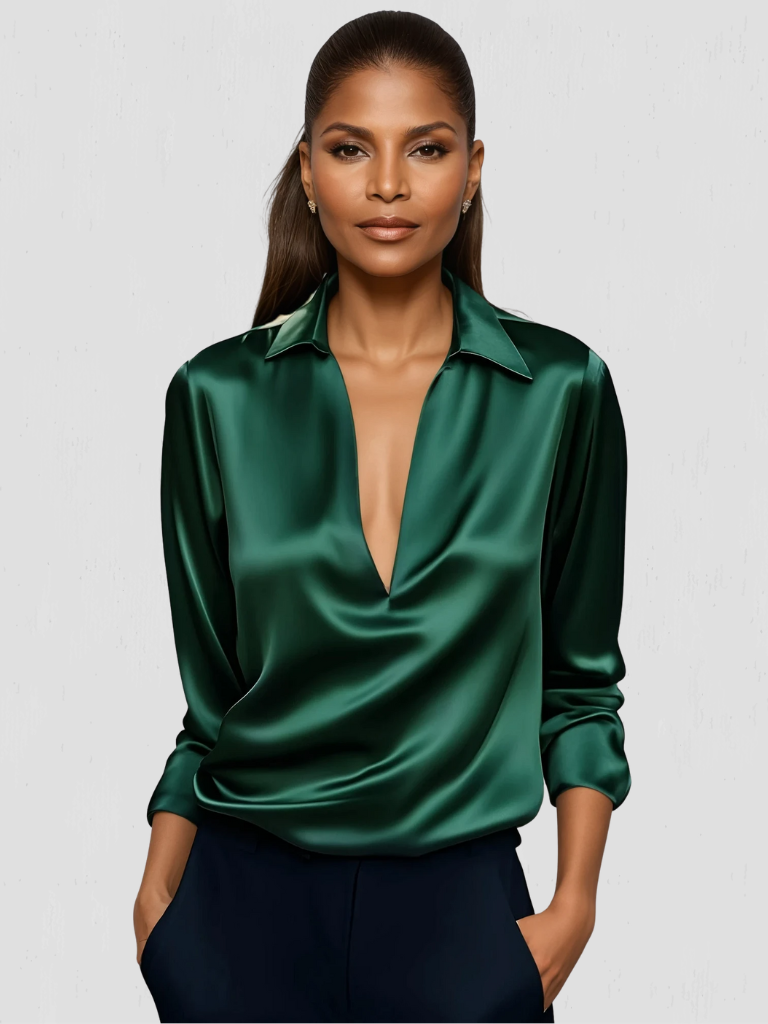 BEAU SATIN-LOOK BLOUSE