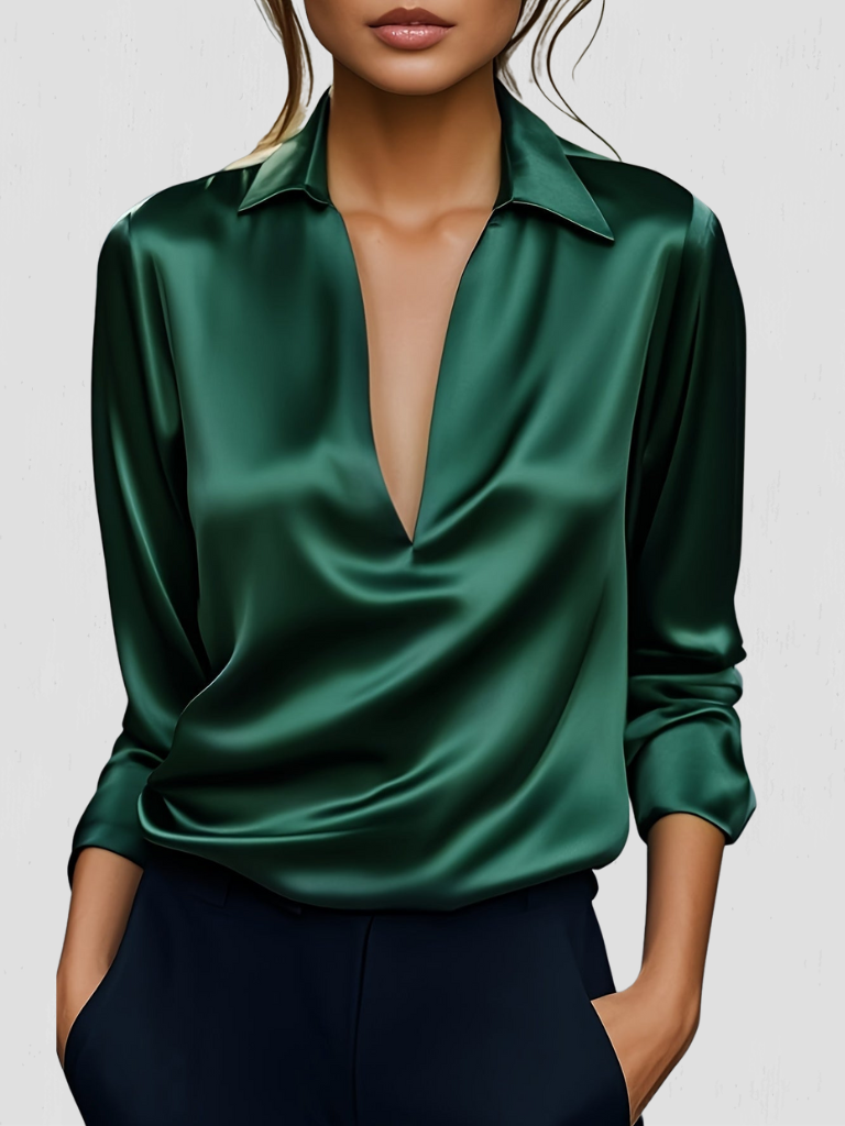 BEAU SATIN-LOOK BLOUSE