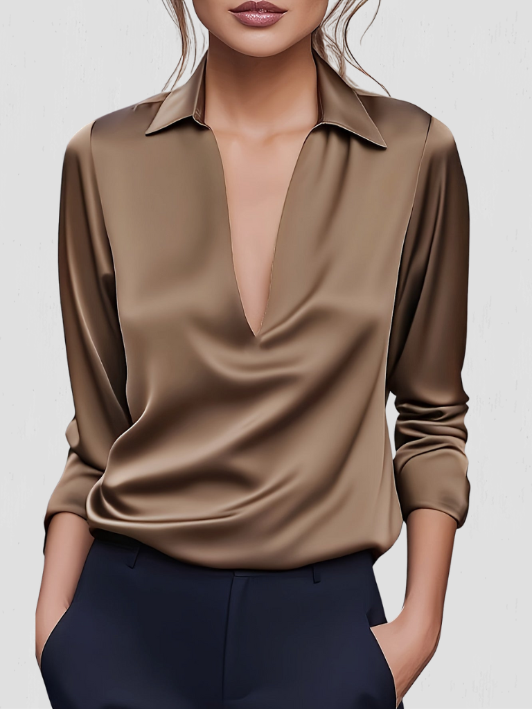 BEAU SATIN-LOOK BLOUSE