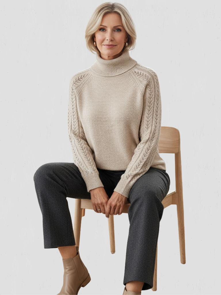 ANICA LACE-SLEEVE TURTLENECK