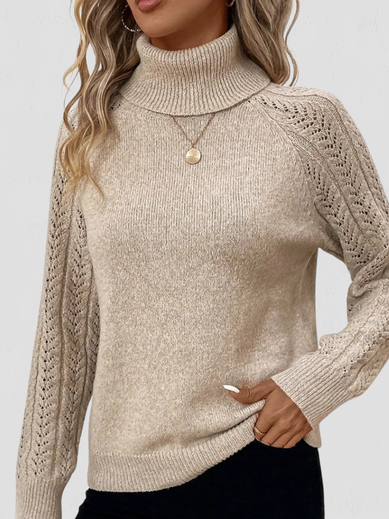 ANICA LACE-SLEEVE TURTLENECK
