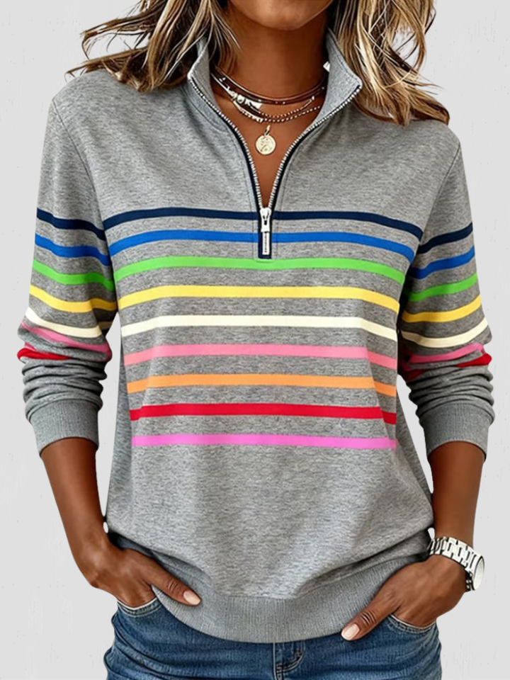 SAM STRIPED HALF-ZIP PULLOVER