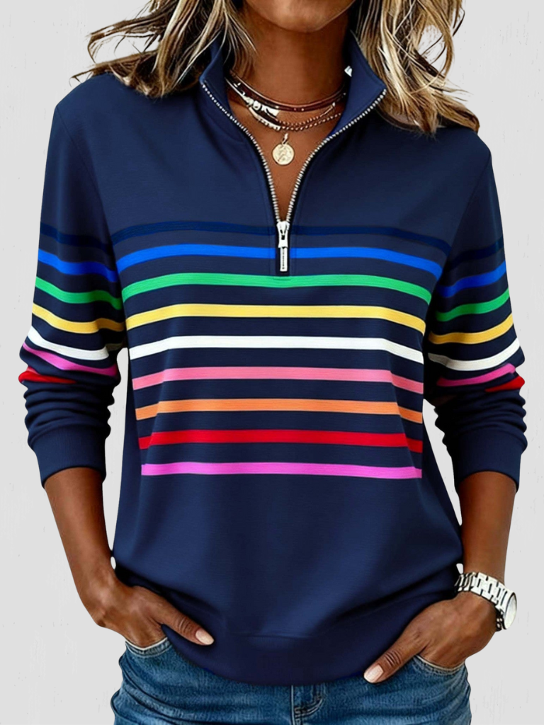 SAM STRIPED HALF-ZIP PULLOVER