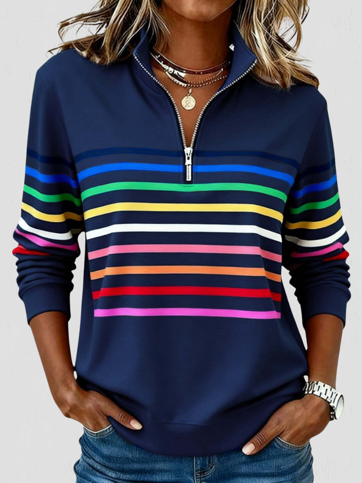 SAM STRIPED HALF-ZIP PULLOVER