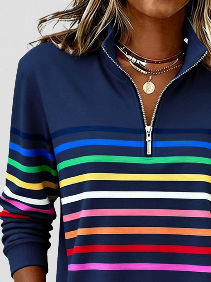SAM STRIPED HALF-ZIP PULLOVER