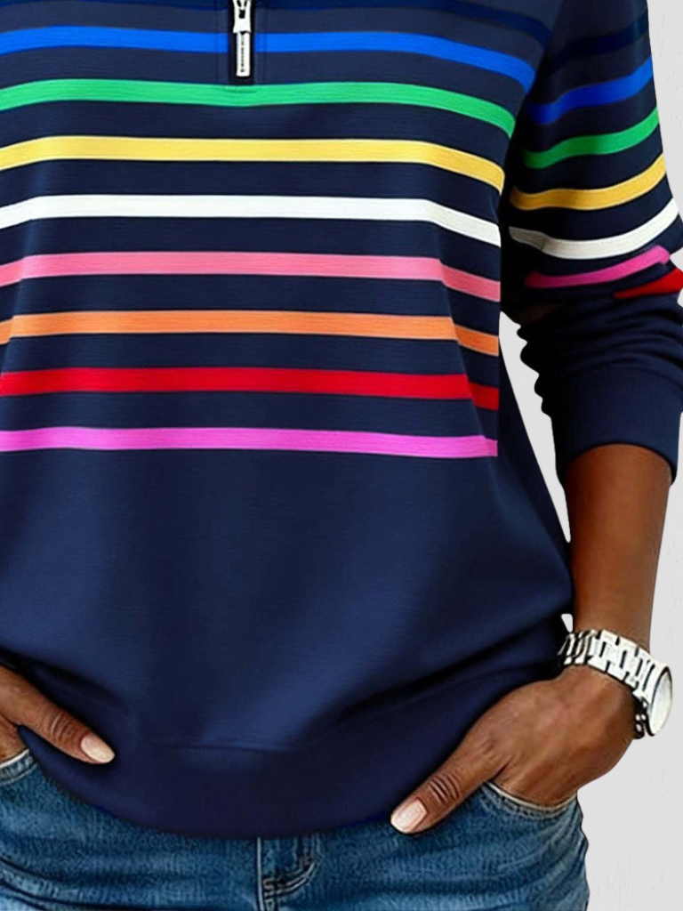 SAM STRIPED HALF-ZIP PULLOVER