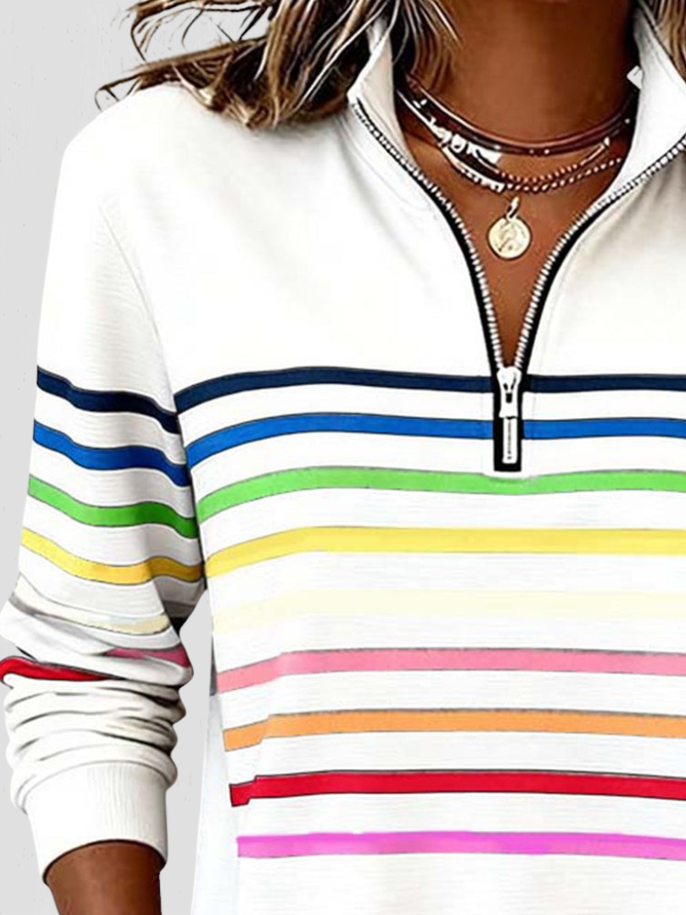 SAM STRIPED HALF-ZIP PULLOVER
