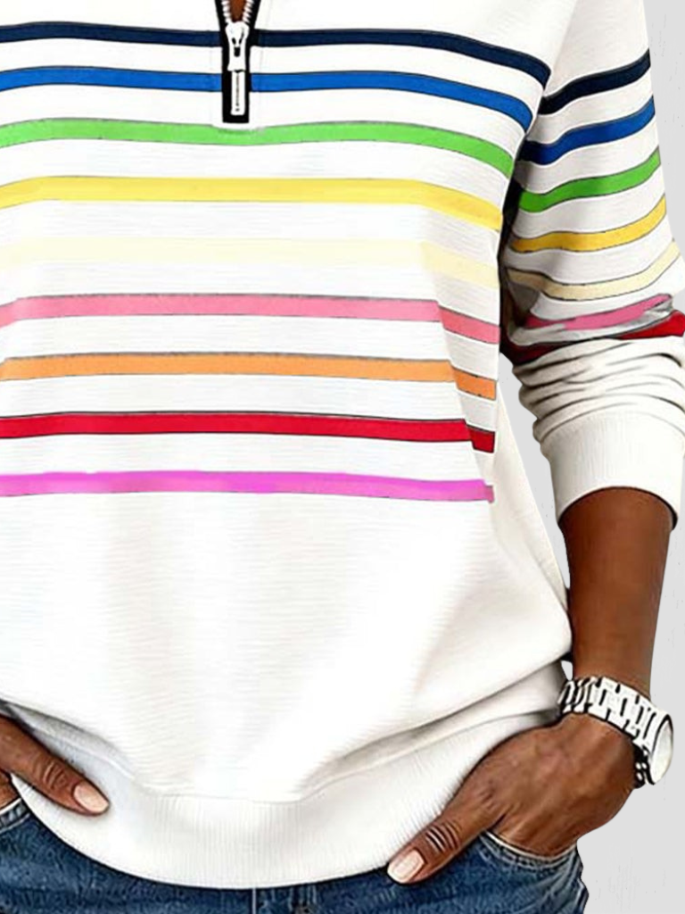 SAM STRIPED HALF-ZIP PULLOVER