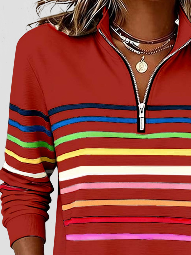 SAM STRIPED HALF-ZIP PULLOVER