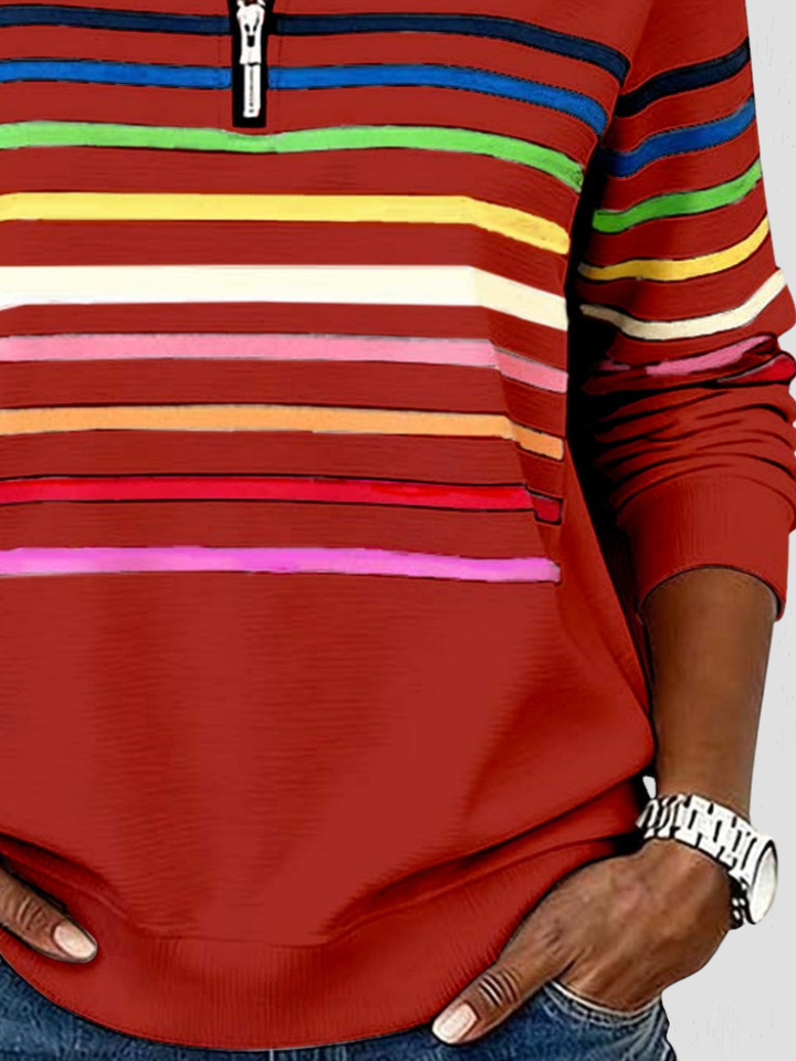 SAM STRIPED HALF-ZIP PULLOVER
