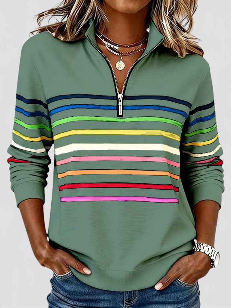 SAM STRIPED HALF-ZIP PULLOVER