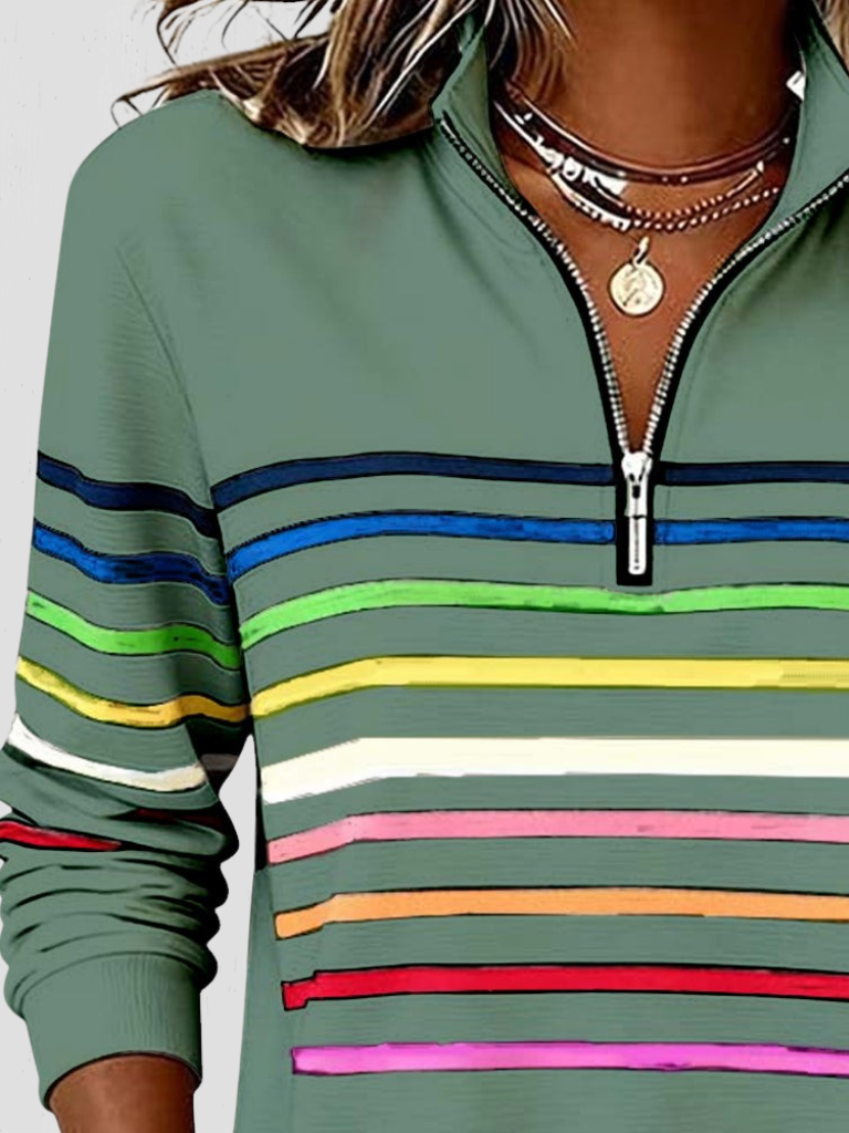 SAM STRIPED HALF-ZIP PULLOVER