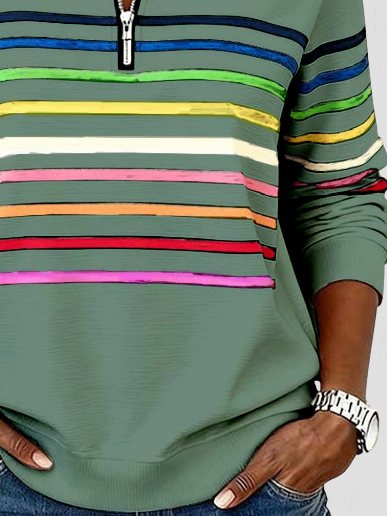 SAM STRIPED HALF-ZIP PULLOVER